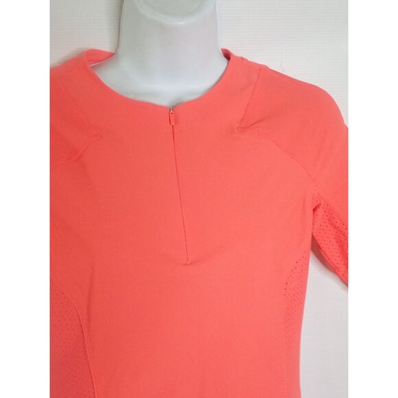 Athleta Pacifica II Perforated Mesh Rashguard Tee Size XS Coral Athletic Top - Picture 6 of 9